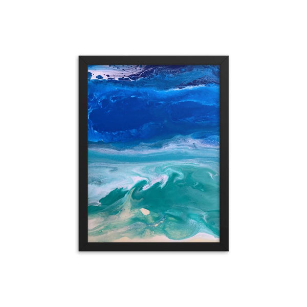 Ocean Beach Art Print Framed Poster, Fluid Abstract Art