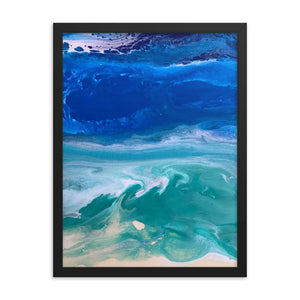 Ocean Beach Art Print Framed Poster, Fluid Abstract Art