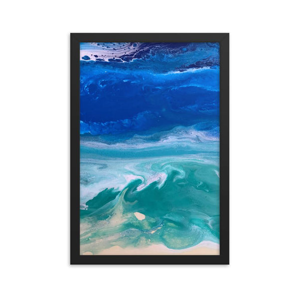Ocean Beach Art Print Framed Poster, Fluid Abstract Art