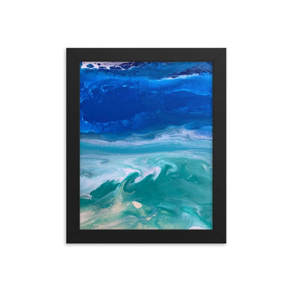 Ocean Beach Art Print Framed Poster, Fluid Abstract Art
