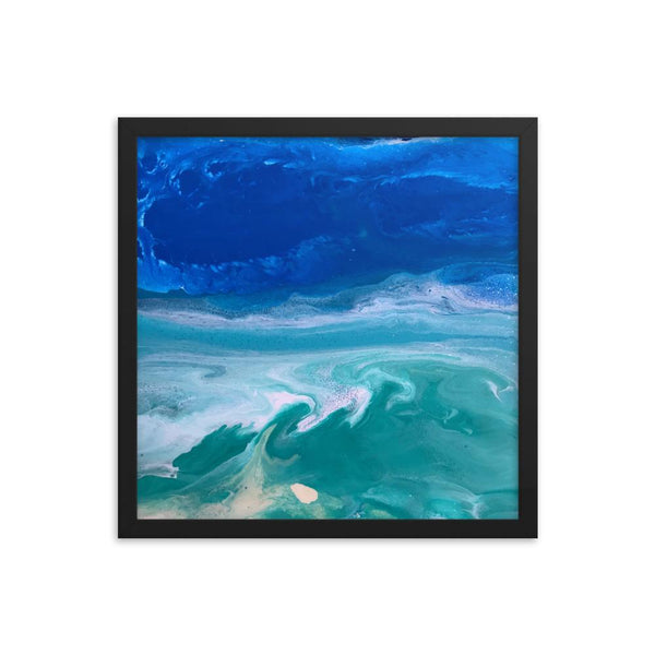 Ocean Beach Art Print Framed Poster, Fluid Abstract Art