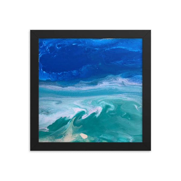 Ocean Beach Art Print Framed Poster, Fluid Abstract Art