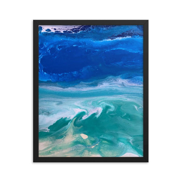 Ocean Beach Art Print Framed Poster, Fluid Abstract Art