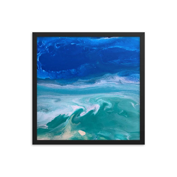 Ocean Beach Art Print Framed Poster, Fluid Abstract Art