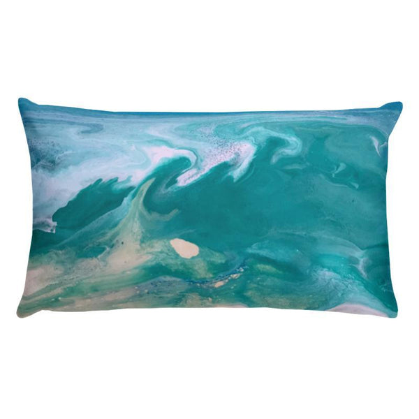 Ocean Beach Decorative Pillow, Fluid Abstract Art of Sea Waves for Home Office Beach House Decor