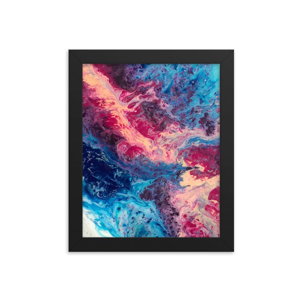 Ocean Fluid Art Framed Poster Print, Abstract Art