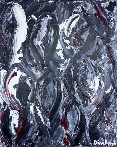 Original abstract acrylic painting honoring women's health in black, white and red