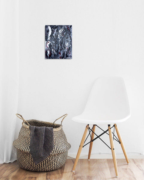 Original abstract acrylic painting honoring women's health in black, white and red