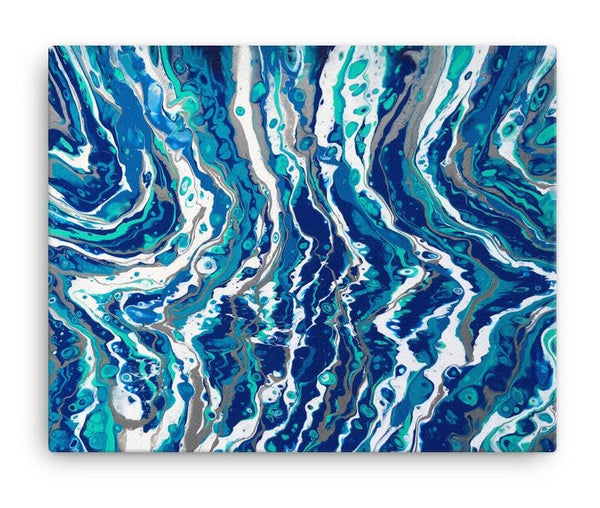 Original fluid art acrylic painting, water and waves abstract art