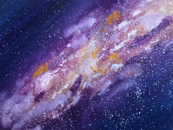 Original oil painting of space, galaxy and stars