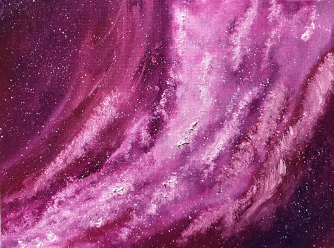 Original oil painting of stars, galaxy, night sky on canvas board