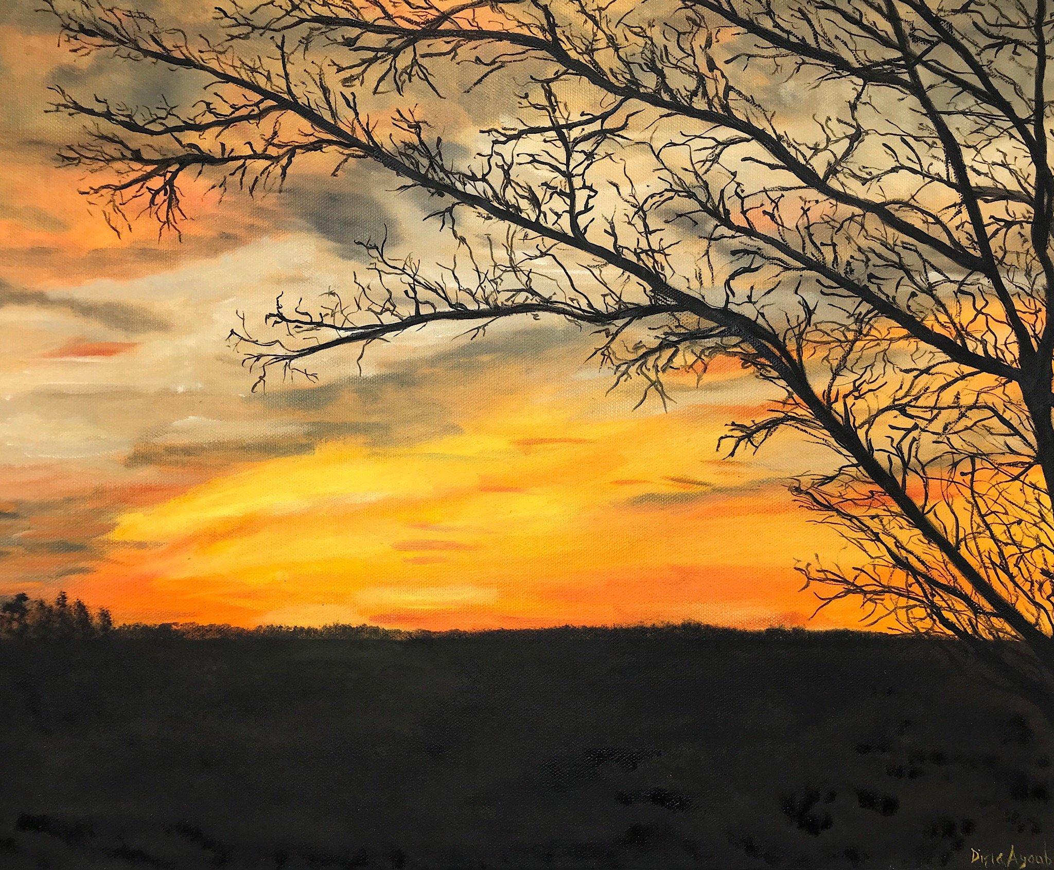 Original Oil Painting of Sunset in Pacific MO