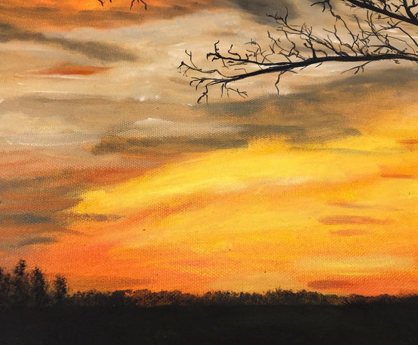 Original Oil Painting of Sunset in Pacific MO