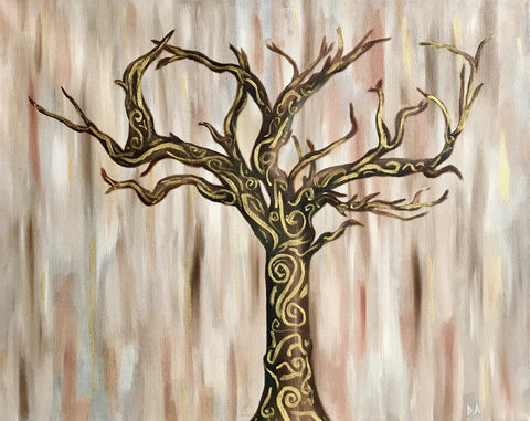 Original Oil Painting "Whimsical Tree of Life," 16x20" on Gallery-Wrapped Canvas