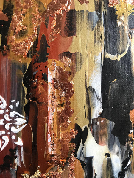 Original painting - political abstract art with code encouraging voting