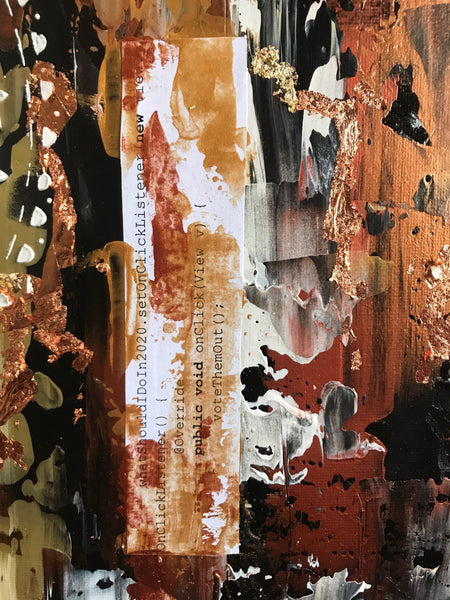Original painting - political abstract art with code encouraging voting