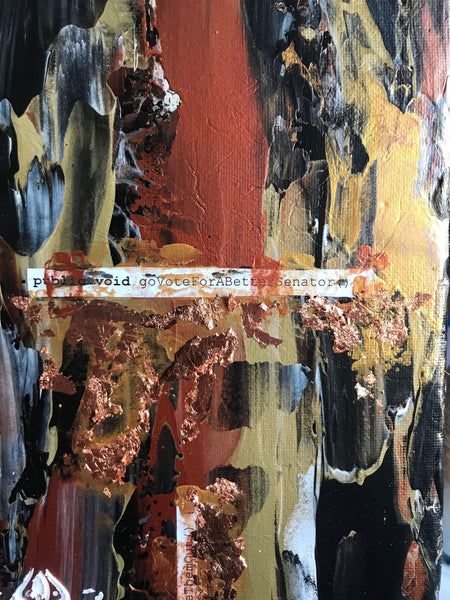 Original painting - political abstract art with code encouraging voting