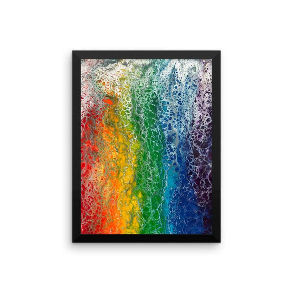 Rainbow flag fluid art print, LGBTQ framed poster