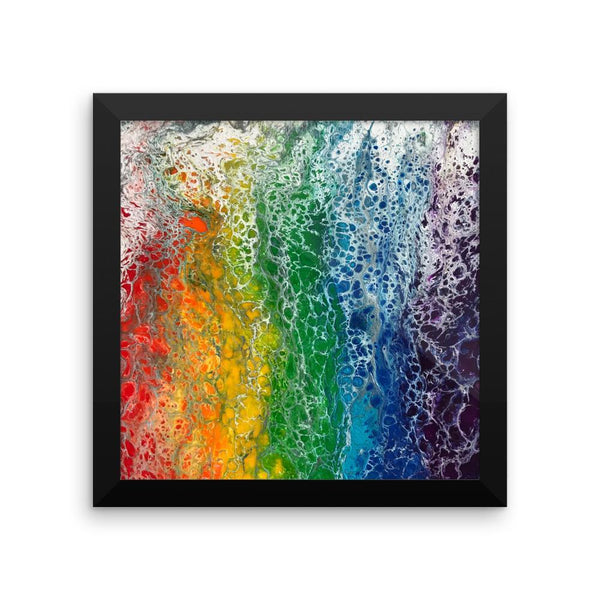 Rainbow flag fluid art print, LGBTQ framed poster