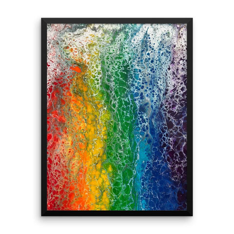 Rainbow flag fluid art print, LGBTQ framed poster