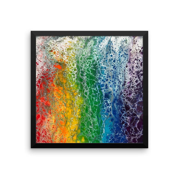 Rainbow flag fluid art print, LGBTQ framed poster