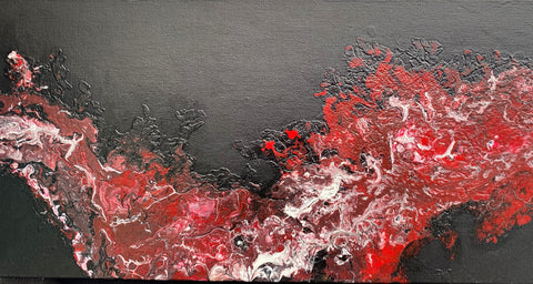 Black and Red Original Fluid Acrylic Painting - Rivers of Wine