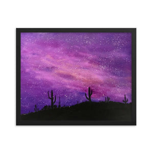 Space Art Print Framed poster, fantasy night sky in the desert