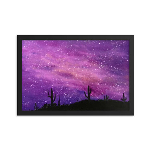 Space Art Print Framed poster, fantasy night sky in the desert