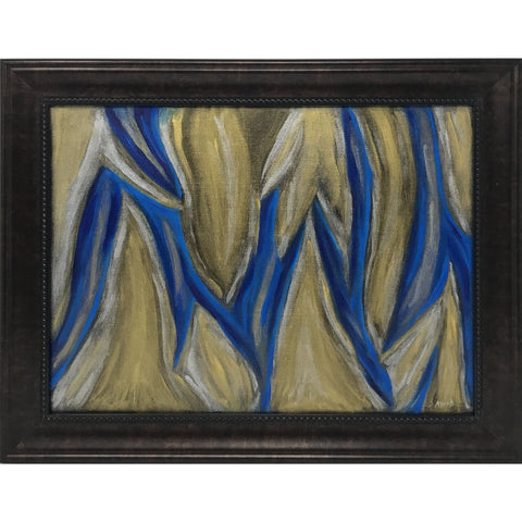 Abstract original oil painting, "The Flames and The Sea" Framed