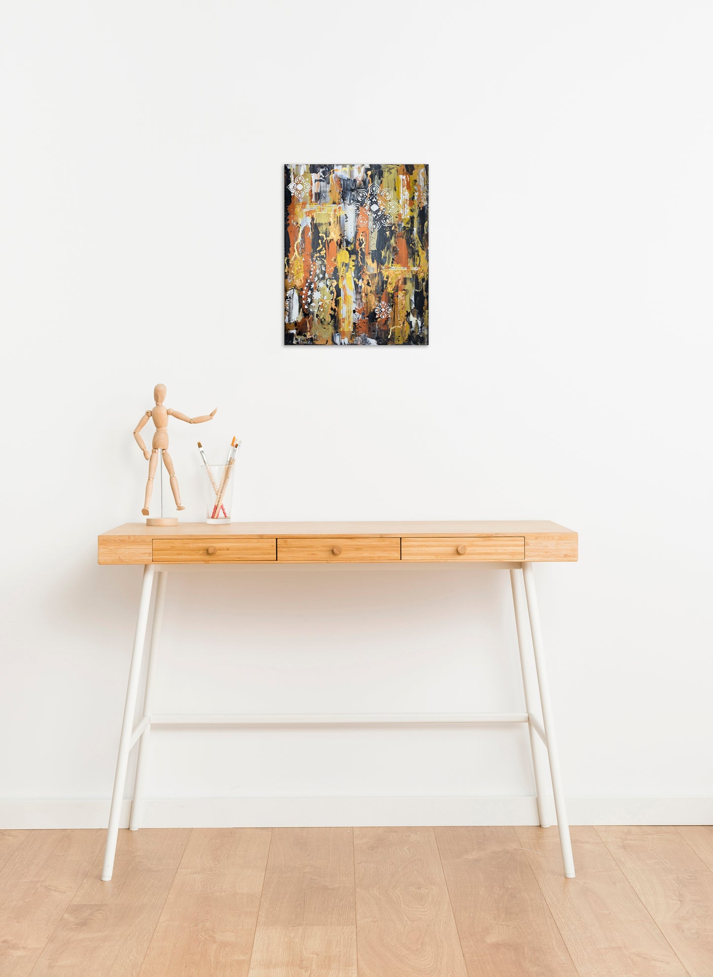 Original painting - political abstract art with code encouraging voting