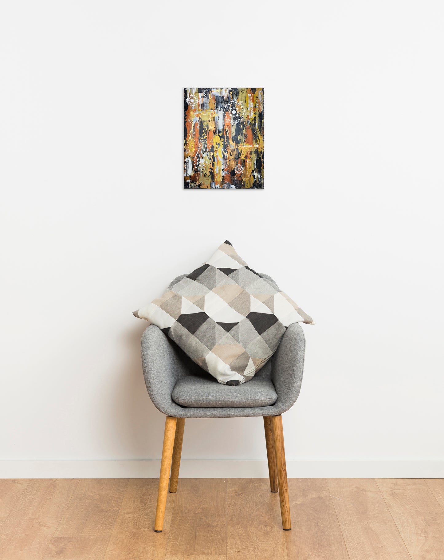 Original painting - political abstract art with code encouraging voting
